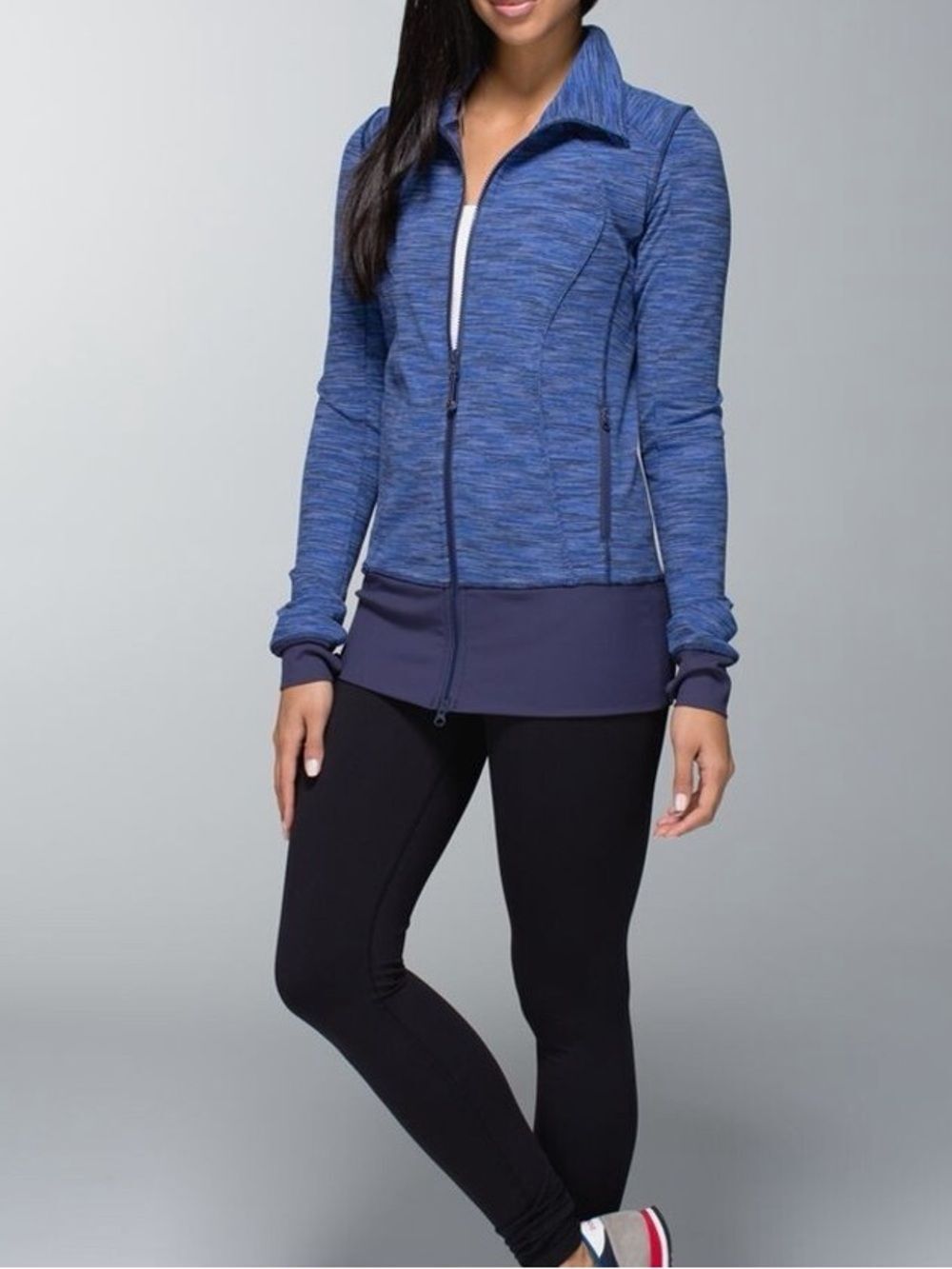 Lululemon Blue Nice Asana Zip Front Jacket Size 4